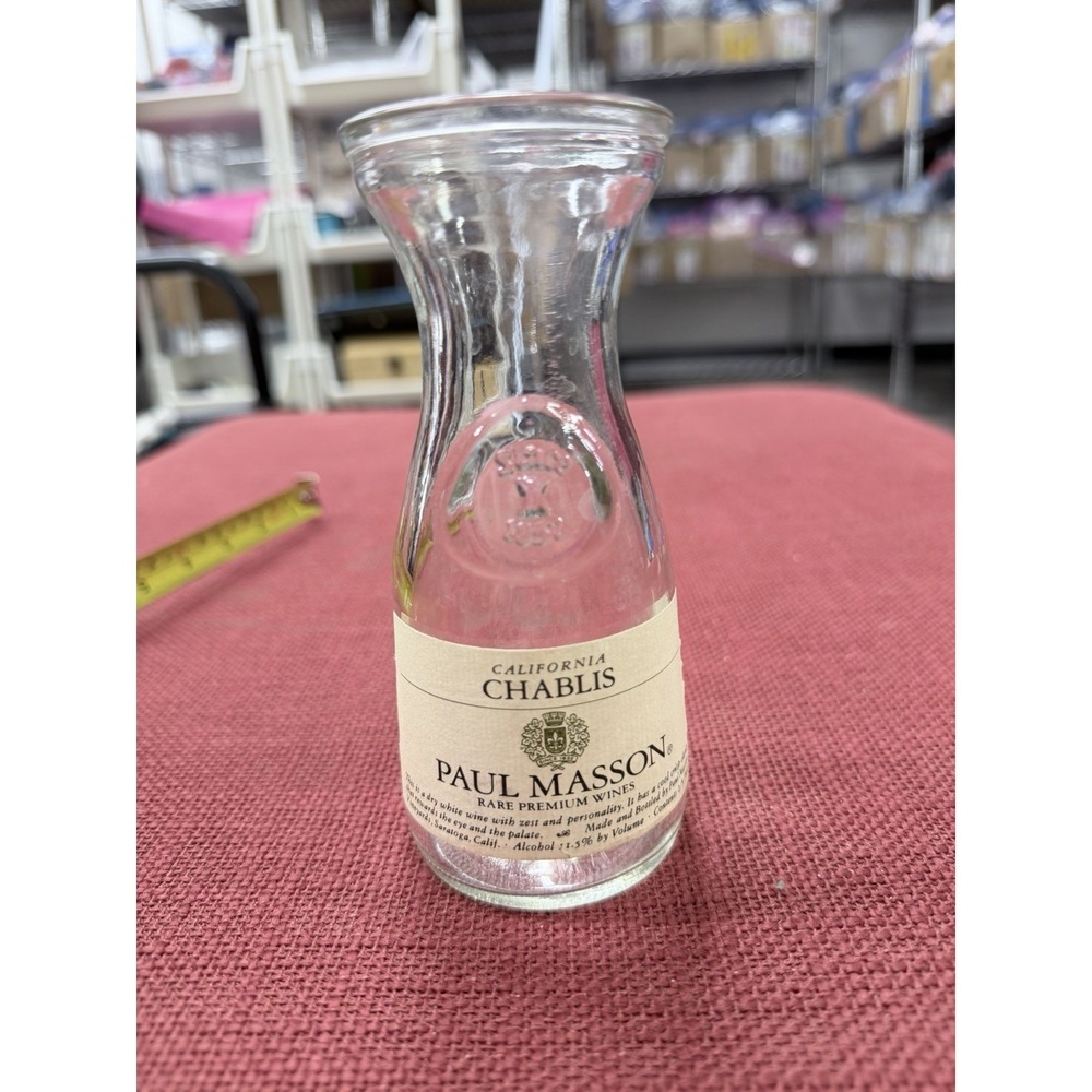 Vintage Paul Masson Chablis Wine Carafe Glass Decanter  California Winery